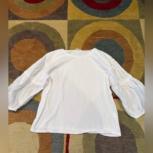 Madewell White Puff Sleeve 3/4 Sleeve Tee Shirt Top Women’s Size Medium